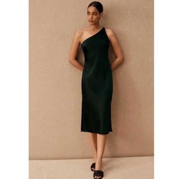 Anthropologie Dresses & Skirts - NWT Anthropologie BHLDN Audrie Satin One Shoulder Midi Dress Size 10